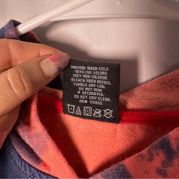 π NASA Tie-Dye Fleece Hoodie β Youth L (12β14) β Coral/Navy β Unisex Boys/Girls - Picture 9 of 10